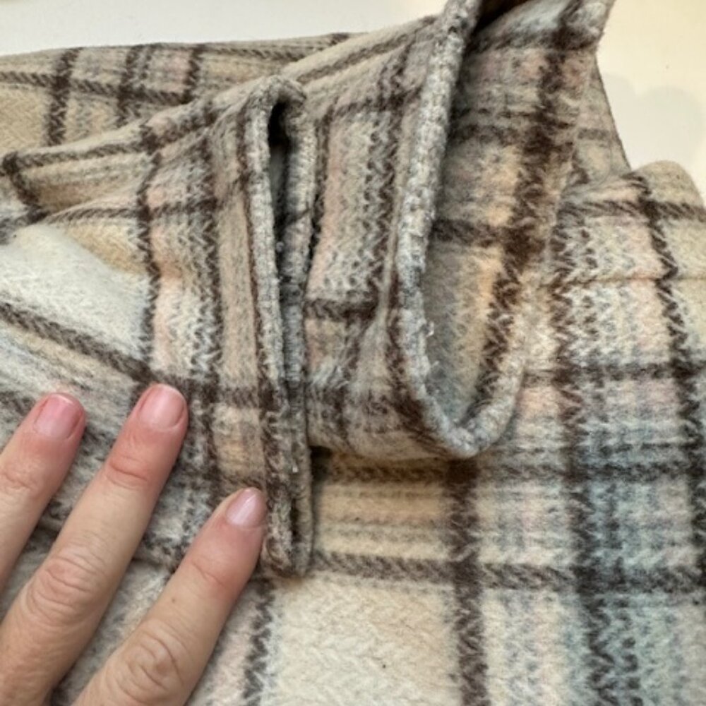 Belle & Bloom Walk this way wool blend hooded plaid pea coat S EUC - Picture 8 of 8